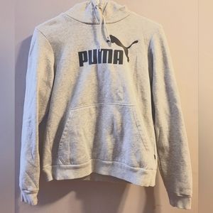 Puma Ladies' Gray Athletic Hooded Logo Sweatshirt W/Kangaroo Pocket / Sz Medium